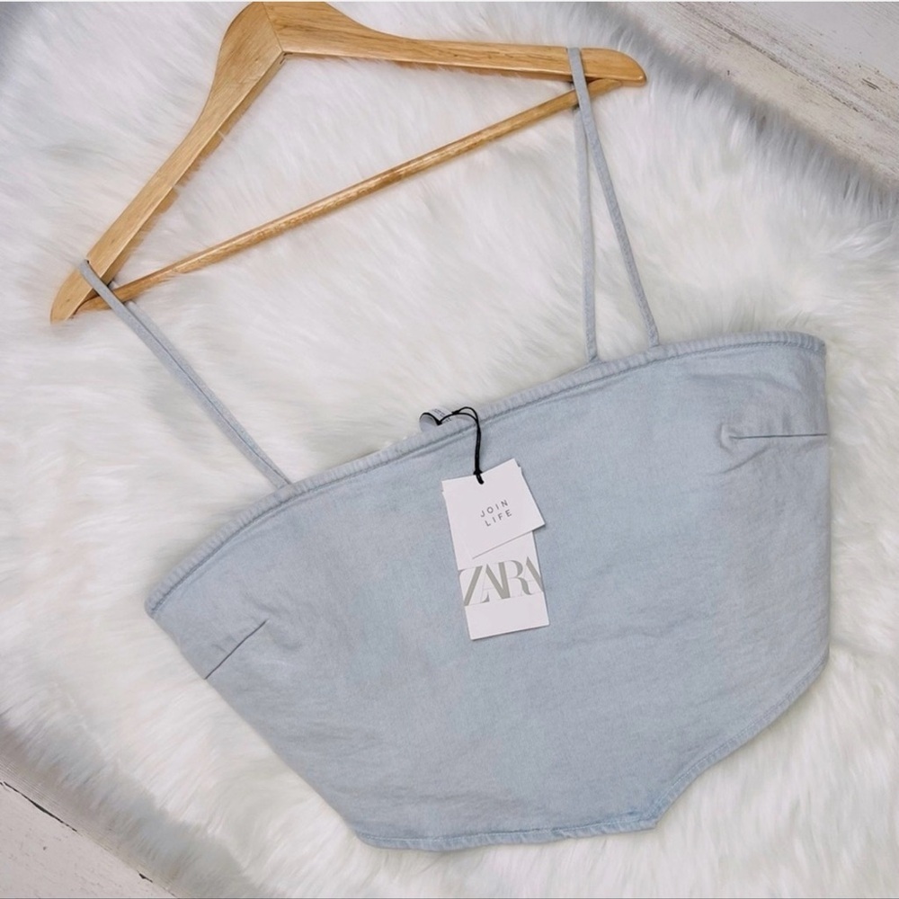 Zara Light Denim Crop Top